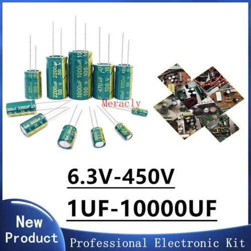 2-100pcs 10V 16 25 35 50 100 400 20% High frequency aluminum electrolytic capacitor 100UF 220 330 470 680 1000 1500 2200 3300