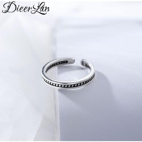 Vintage Retro Silver Color Adjustable Round Beads Rings For Women Female Fashion Punk Jewelry 2020