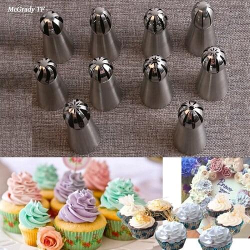 10pcs/set Sphere Ball Tips Russian Icing Piping Tips Pastry Cake Decorating Tools Cupcake Confectionery DIY Cake Tool