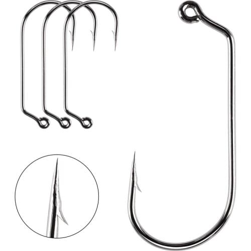 100pc Fishing Hooks 60 Degree Jig Fly Tying Strong Wire Saltwater Freshwater Fish Hook Jig Fishing Size 1/0# 2/0# 3/0# 4/0# 5/0