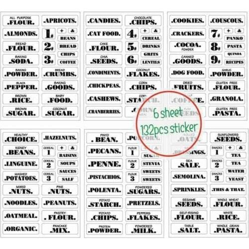 132pcs/144pcs Creative Transparent Waterproof Kitchen Sticker Food Room Marker Food Sorting Label Clear Sticker Can Item Mark