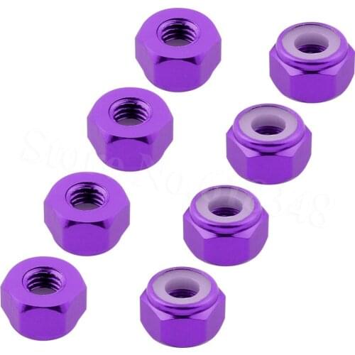 8Pcs/Set Aluminum Nylon Nut M3 8P Upgrade Parts HSP 02102 85793 For 1/10 RC Model Car 122048 Himoto
