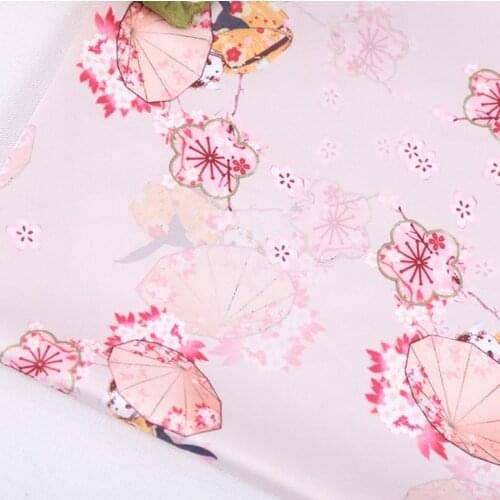 Mylb Cartoon Printed Fabric Cherry Blossom Japanese Style for Dress Cloth Tailoring Accessories