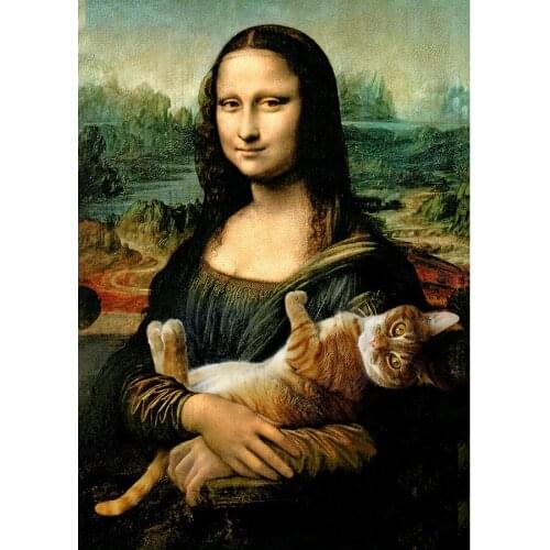 Diy 5d diamond painting cross stitch mona Lisa love cat full round square drill mosaic kits diamond embroidery Art Wall Picture