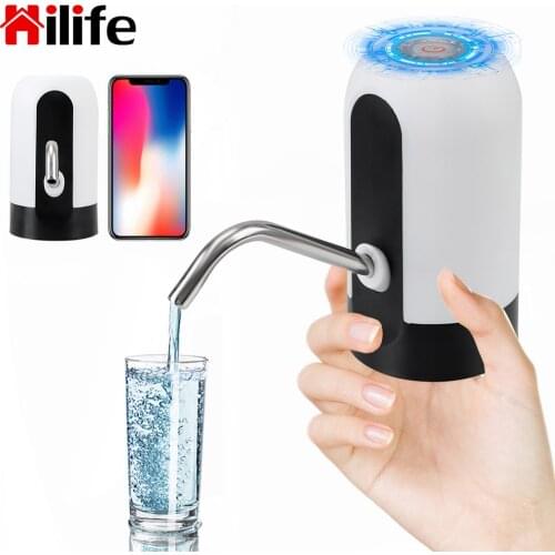 HILIFE USB Rechargeable Wireless Electric Water Pump With Blue LED Light Barreled Water Pumping Device Automatic Water Dispenser