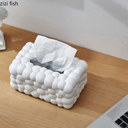 White/light Blue/dark Gray Tissue Box Rectangular Resin Paper Towel Storage Box Home Living Room Desktop Paper Towel Holder