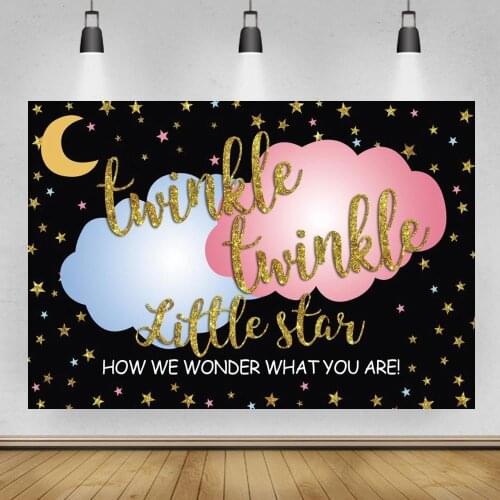 Glitter Stars Baby Shower Backdrops Twinkle Twinkle Little Stars Background For Photo Studio Newborn Birthday Party Decor Poster