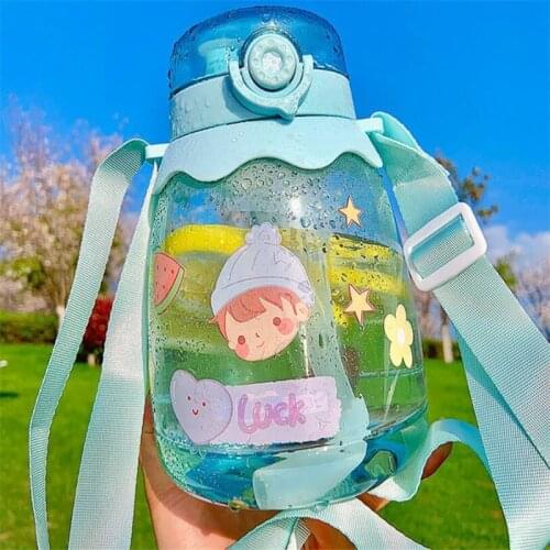Big Capacity Drinking Water Bottle Cup for Girl Sport Drink Bottle for Outdoor Straw Water Bottle Bottles with Strap BPA FREE
