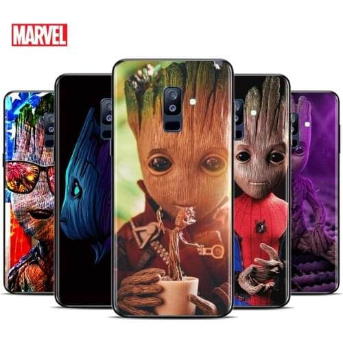 Cute Marvel Groot For Samsung Galaxy A3 A5 A6 A7 A8 A9 A6S A8S A9S Star Plus 2016 2017 2018 Black Toft TPU Phone Case