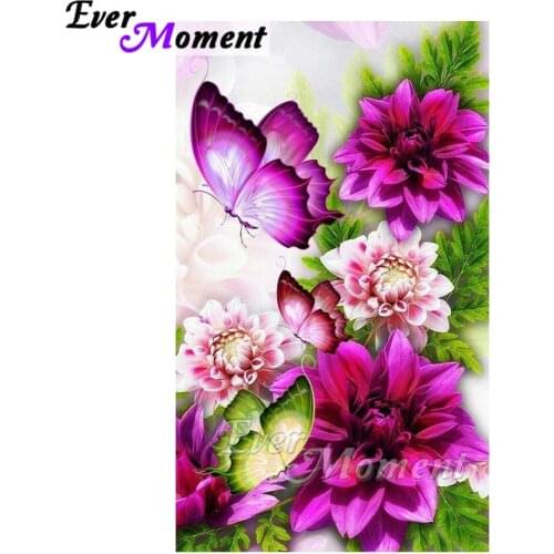 Ever Moment Diamond Painting Butterfly Decoration Home Diamond Mosaic Pink Flower Full Picture Of Rhinestones Kits Art ASF1055