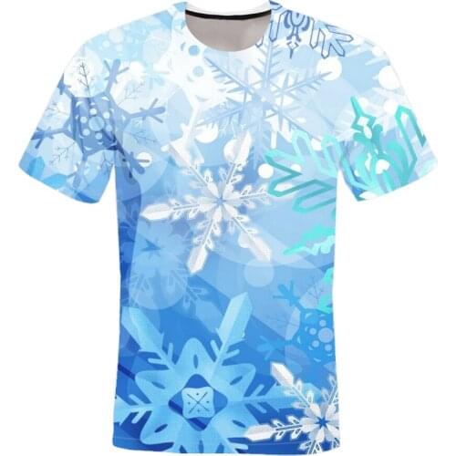 2021 Summer Mens and Womens Retro High Quality T-shirt Blue Ice Crystal Print Top Short Sleeve Oversized Short Sleeve