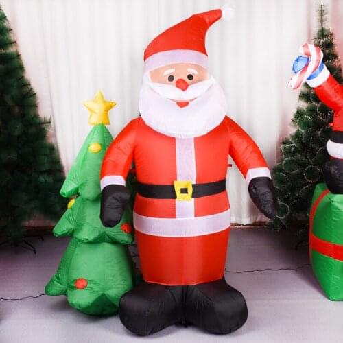180cm Giant Santa Claus With Christmas Tree Inflatable Toys Christmas Props Decorations New Year Inflatable Model Doll For Kid