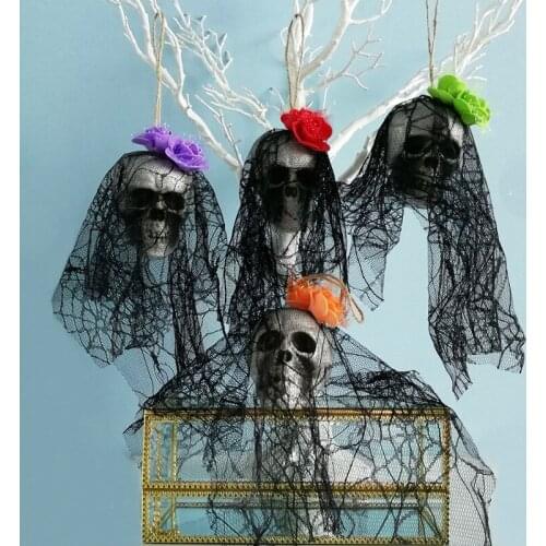 Halloween Skeleton Skull Hanging Ornament Skull Head Bone Model Photo Props Prank Prop For Haunted House Bar Party Decor