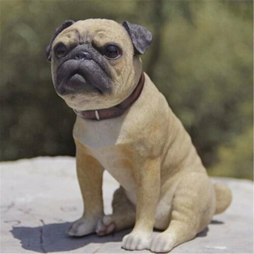 JJM Big Pug Dog Pet Figure Canidae Animal Collector Canis lupus familiaris PVC Model EducationalToy for Children Adults KidsGift