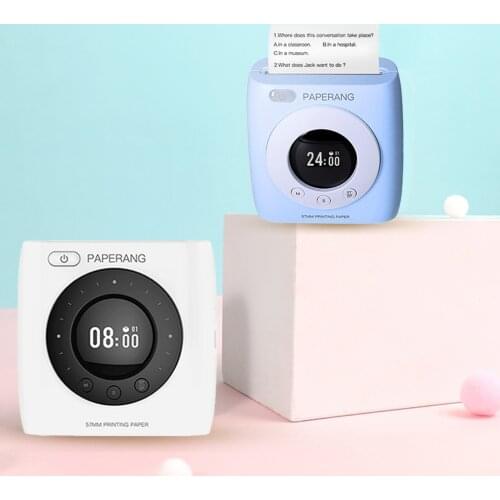 PAPERANG P2S Pocket Printer 300dpi BT Wireless Thermal Printer Portable Mobile Mini Printer Label Sticker with Clock Function