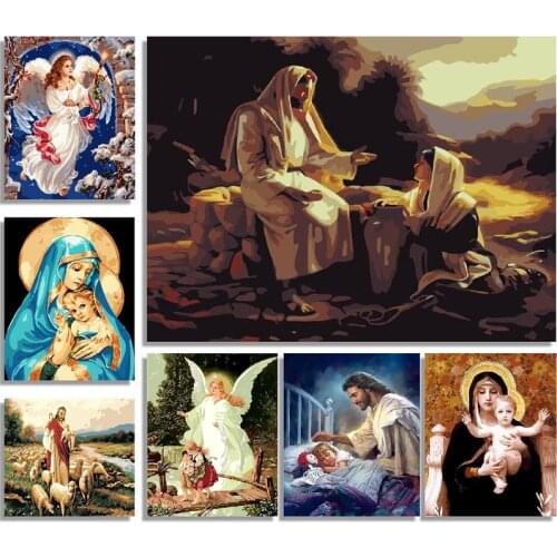 Jesus Maria Child Pictures Painting By Numbers Religious Diy Canvas Acrylic Painting Wall Art Home decor 40x50cm