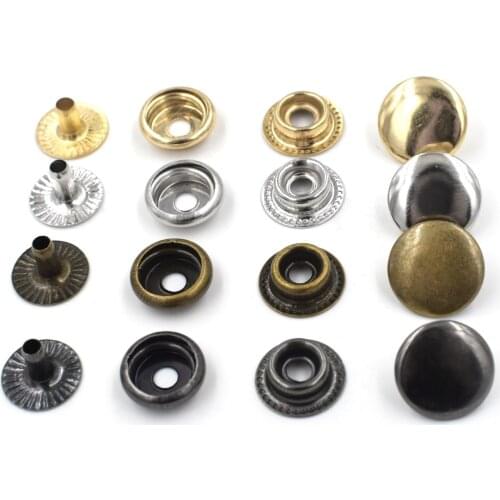 500sets press buttons O-Spring type silver/black/bronze/gold metal snaps 15mm/12.5mm/10mm sewing accessories bulk clothing DIY