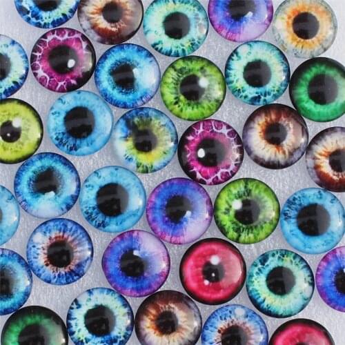 20mm Round Random Mixed Dragon Eyes In Pairs Pattern Glass Cabochon Flatback Photo DIY Making Accessories 20pcs/lot K06058