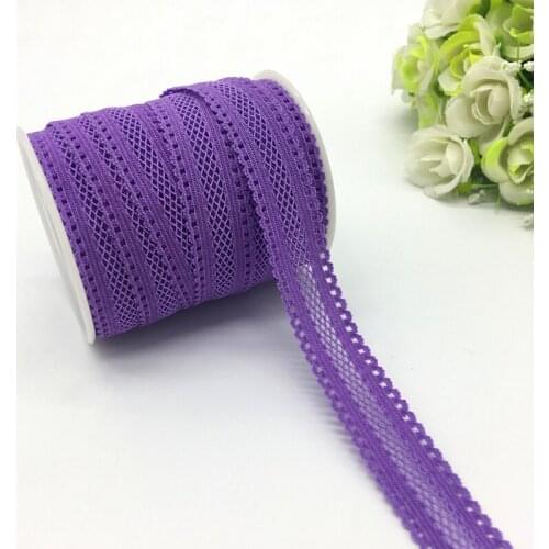 5yards/lot 5/8"(16mm) Purple Bilateral Lace Grid Fold Over Elastic Spandex Lace Band Ties Hair Accessories Lace Trim