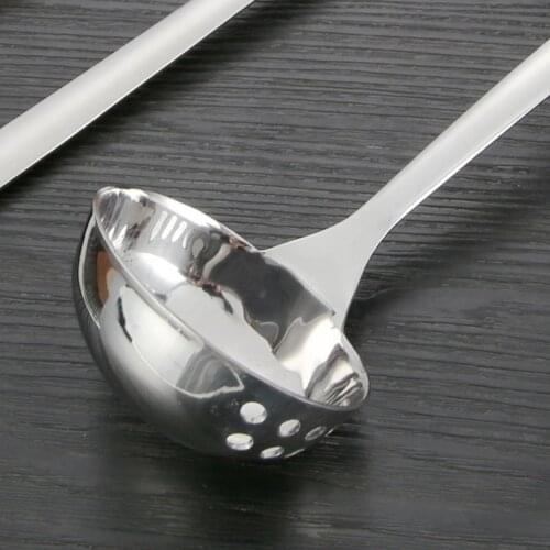 Stainless Steel Hot Pot Long Handle Soup Ladle Colander Spoon Kitchen Utensils