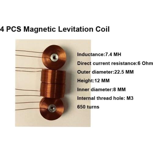 4PC/LOT Magnetic Levitation Coil 22*12MM 800g Levitation System Large Outside Diameter Large Thrust DIY Full Copper Core Coil M3