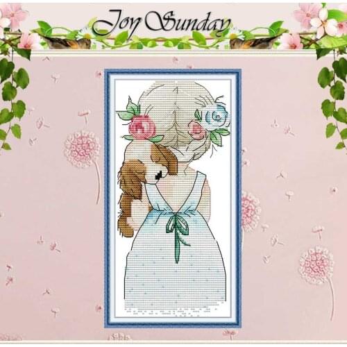 Little Girl and Puppy Counted Cross Stitch Handmade Cross Stitch 11CT 14CT Wholesale Cross Stitch Kits Embroidery for Needlework
