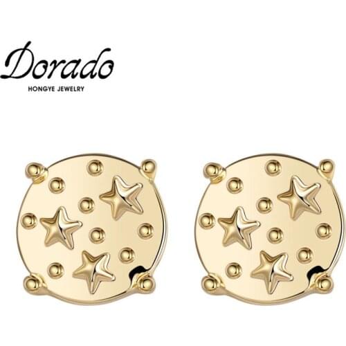 Dorado Round Cute Stud Earrings Dots Stars New Trendy Attractive Womens Modern Jewelry Party Engagement Gifts Hot Sale