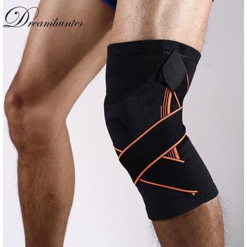 1PCS 3D weaving pressurization knee brace Silica gel spring basketball hiking cycling knee support professional protective pads