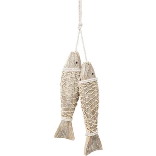 Wall Hanging Ornaments Decorations Wood Fish Size-S-L Pine Log Breath Wooden Antique Sculpture Retro Mediterranean Muyu