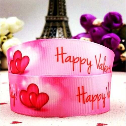 New pink love valentines day series 22mm 7/8 cartoon grosgr ribbon hair accessory DIY bow makes the party decorate 10 yards