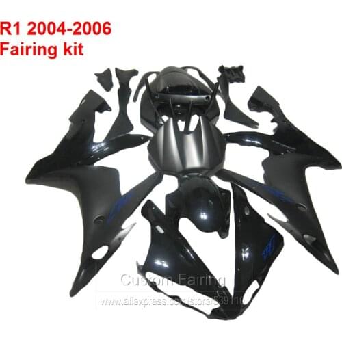 All Black Fairings For YAMAHA YZF R1 2004 2005 2006 Fairing kit Free customize Injection molding XL06