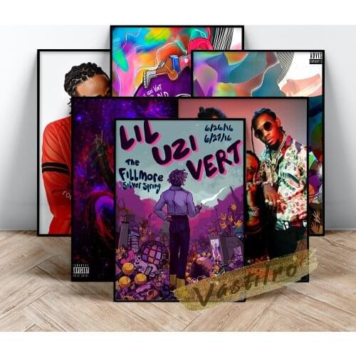 Lil Uzi Vert Album Cover Poster, Uzi Vert Rapper Portrait Prints Art, Hip Hop Rap Singer Wall Stickers, Music Star Wall Painting