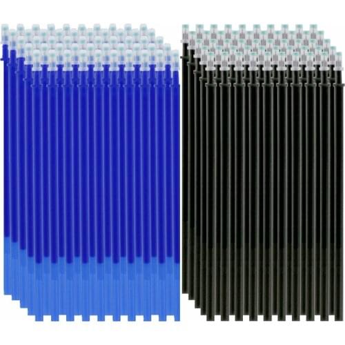 50Pcs/Set Erasable Gel Pen 0.5mm Erasable Pen Refill Rod Blue Black Ink Washable Handle For School Stationery Office Writing