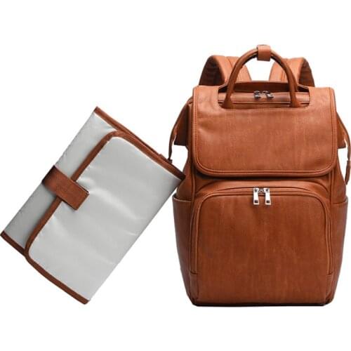 Large Capacity PU Leather Baby Diaper Bag Fashion Mummy Maternity Nappy Bag Travel Backpack Nursing Bag For Baby Care Bag