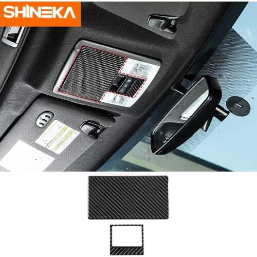 SHINEKA Interior Mouldings For Ford F150 Carbon Fiber Car Roof Reading Light Trim Cover Stickers For Ford F150 Raptor 2009-2014