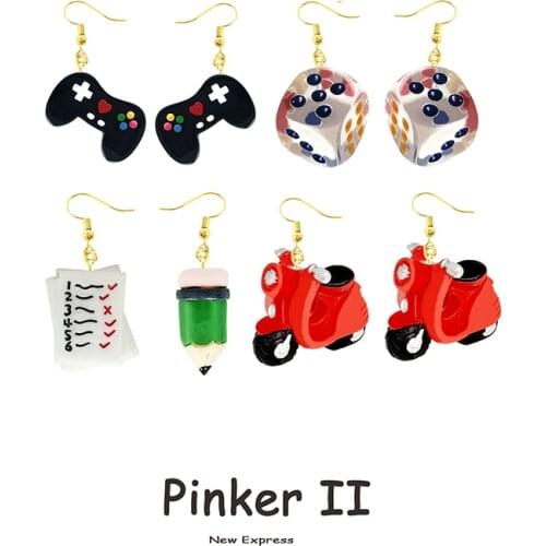 Women Earring Made Cute Girls Eardrop Funny Gift Sweet Handmade Cartoons Mini Plane Traffic Lights Dice Cactus