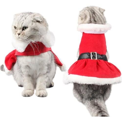 Pet Winter Clothes Christmas Cat Cloak Pet Dog Cape Teddy Bear Small Dog Cosplay Costume Santa Claus Dress Up Suit