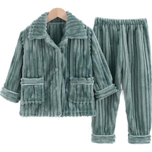 2021 Winter Boy Pajamas Set For Teenagers Girls Nightshirt Baby Home Clothes ChildrenS Flannel Warm Pyjamas Enfant