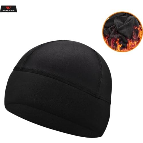 WOSAWE Winter Motorcycle Helmet Cap Fleece Windproof Running Skiing Cycling Skull Cap MTB Bike Helmet Inner Liner Sport Headwear