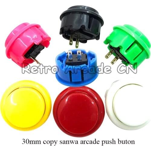 10 pcs Copy-OBSF 30mm arcade button with microswitch short version round push buttons for jamma mame diy accessory parts