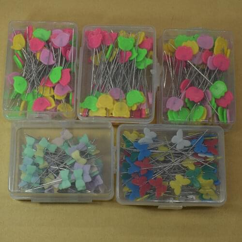 100PCS Patchwork Pins Flower Button Butterfly Head Pins DIY Quilting Tool Sewing Accessories Hand Sewing Needles Patchwork Pins