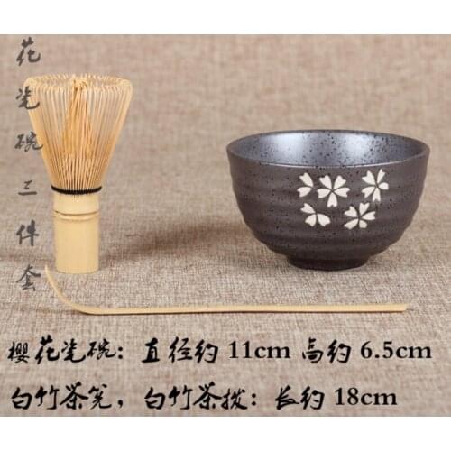 3pcs/set traditional matcha te'a gift set bamboo matcha whisk scoop ceremic Matcha Bowl Whisk Holder japanese tea sets