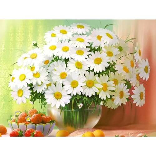 5D DIY Diamond Painting Daisy Flower Cross Stitch Kits Full Drill Diamond Embroidery Mosaic Rhinestone Arts Crafts Gifts