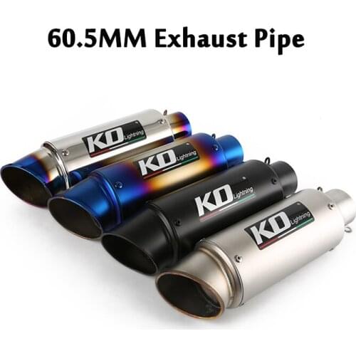 60.5mm Universal Exhaust System Muffler Baffles Tail Pipe Stainless Steel Carbon Fiber Slip On Modified Motorcycle Street Bike