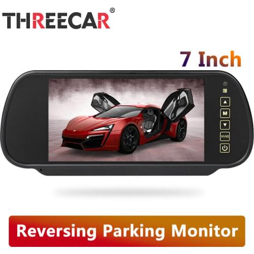 7 inch TFT LCD HD800*480 screen Car Monitor Mirror Reversing Parking Monitor with 2 video input Rearview camera optional