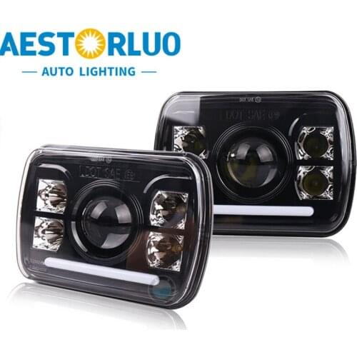 AESTORLUO 2pcs Factory Supply 5x7 Inch Square LED Headlight Daylight Headlamp Hi/Low Turn Signal For GSX1100S ZRX400 XJ YJ 180SX