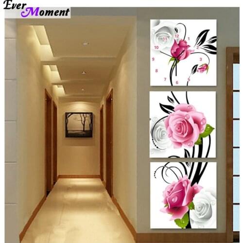 DIY Full Diamonds Embroidery Triptych flowers roses vertical version Diamond Painting Cross Stitch Diamond Mosaic ASF197