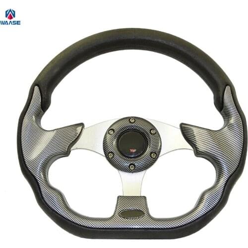 Waase 320mm Universal PU Leather Racing Sports Auto Car Steering Wheel with Horn Button 12.5 inches Carbon Look
