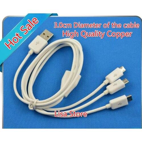 Free DHL 100pcs High Quality Copper 3mm Diameter 3 in 1 Micro USB Data Cable Fast Charge Cable for Huawei Samsung Xiaomi Android