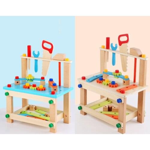 Baby Educational Wooden Blocks Toy Preschool Children Variety Nut Combination Chair Tool Wooden Assembling Chair Montessori Toys